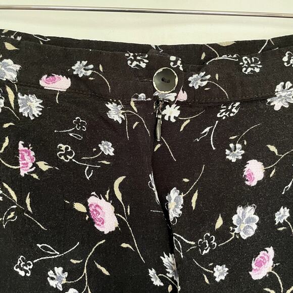 Petite Sophisticate rayon miniskirt black purple flowers stunning women's size 6 - Picture 4 of 5